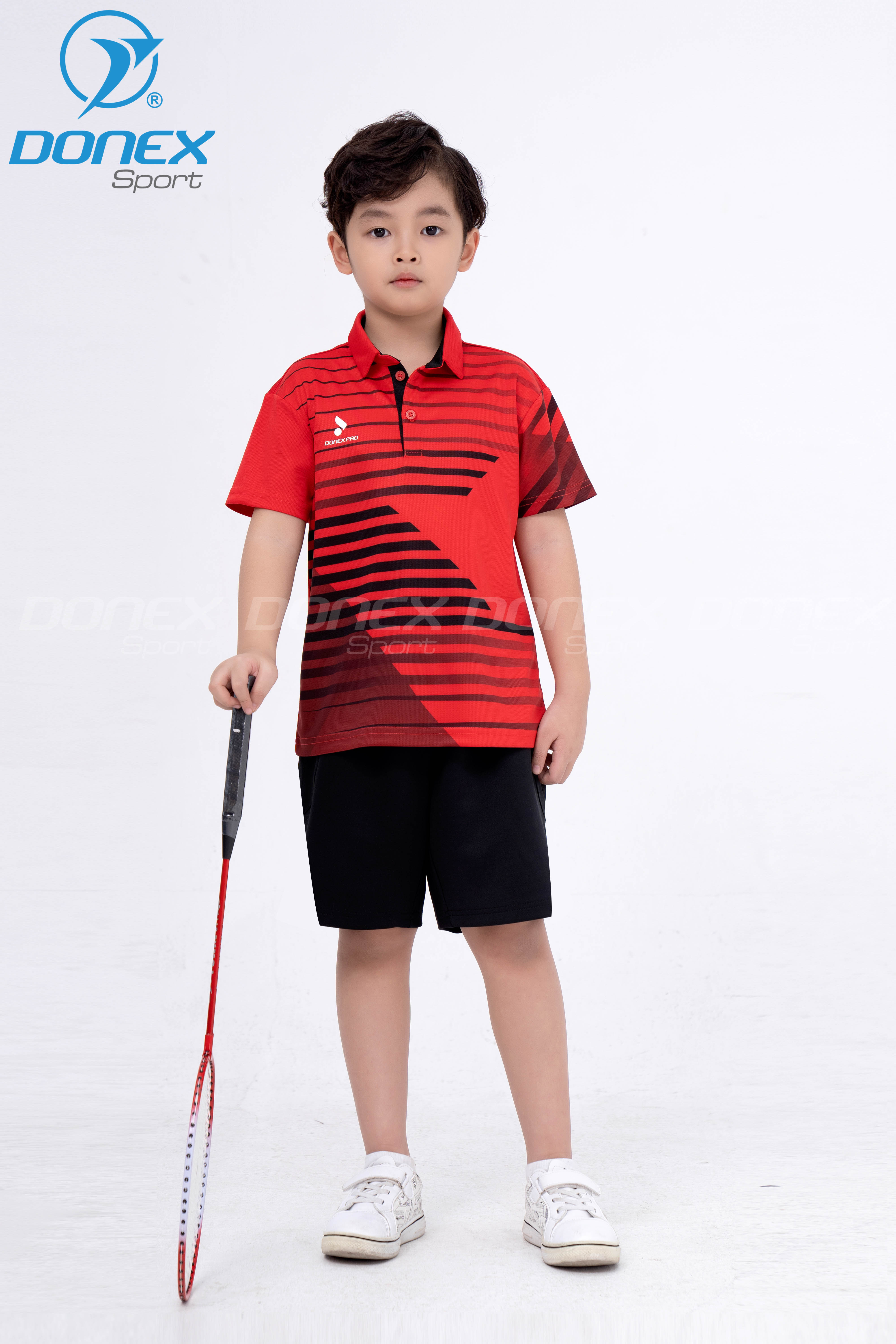 Áo thể thao trẻ em TC-1044 Đỏ phối đen
